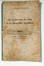 Die Zurücksetzung der Juden an den Universitäten Deutschlands
